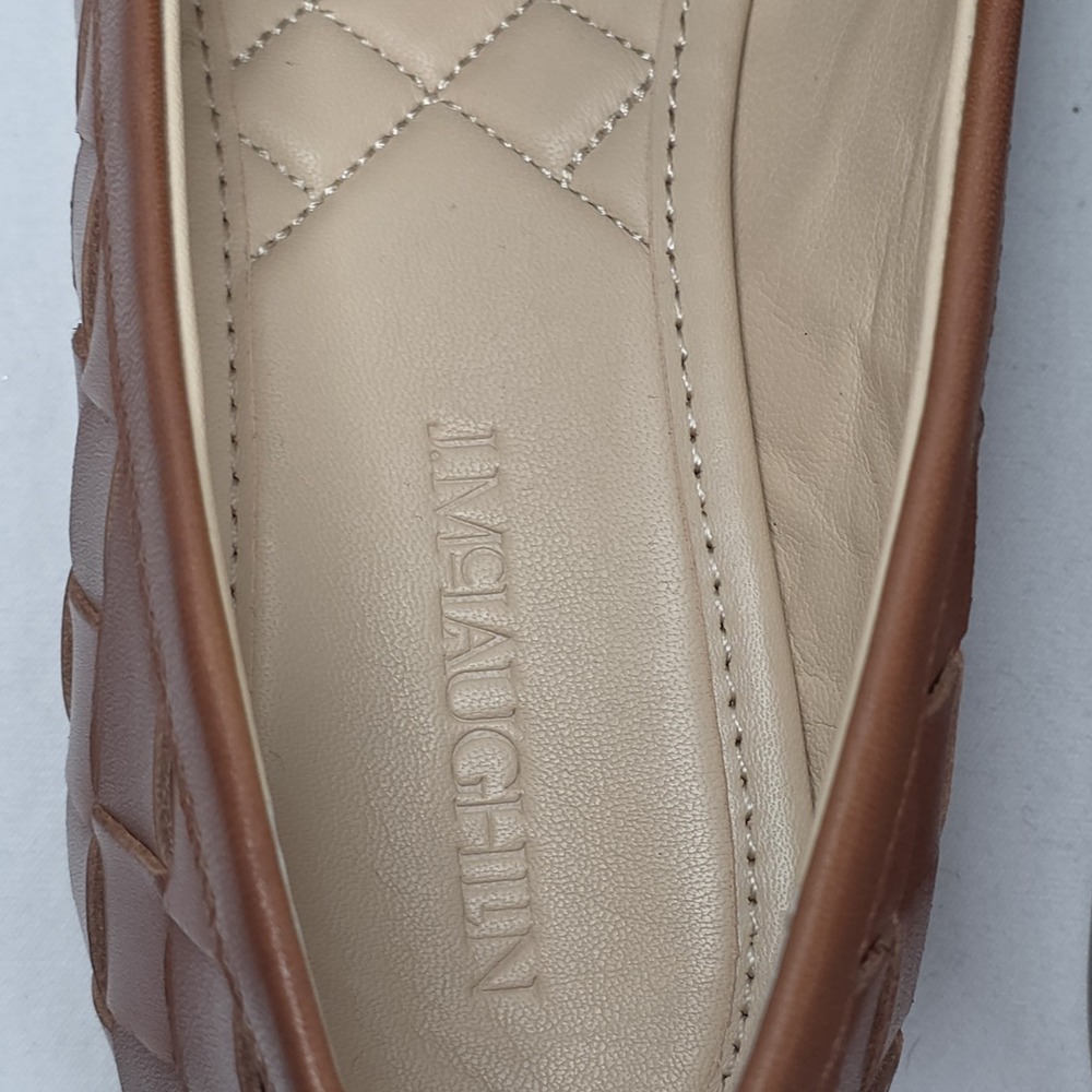 J McLaughlin Brown Concetta Woven Leather Penny Loafers Womens Size 8 Old Money - Picture 7 of 9
